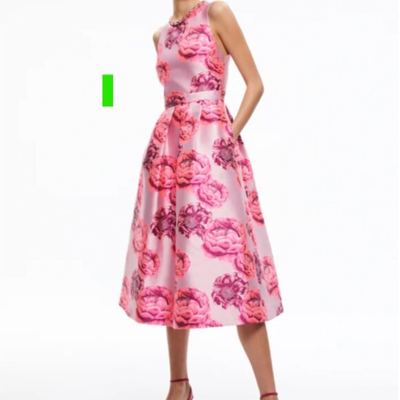 Alice+Olivia CHERRA EMBELLISHED NECK MIDI DRESS Size 8 NWT. - Picture 3 of 6